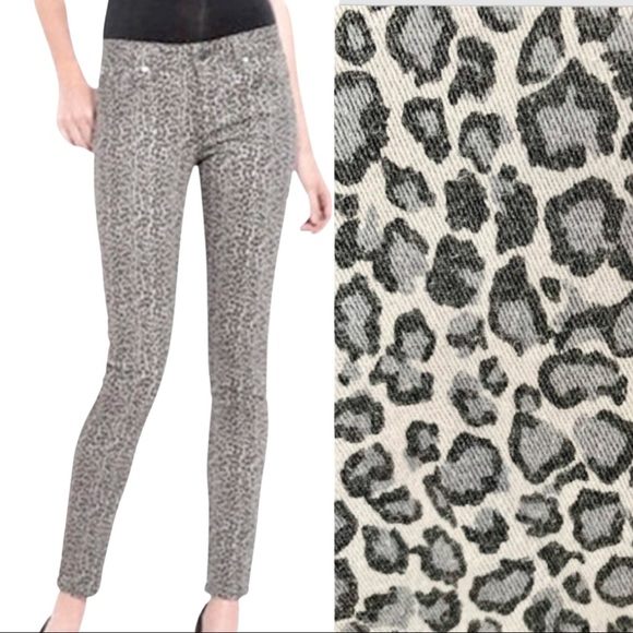 PAIGE Denim - PAIGE Peg Skinny Jeans Grey Animal Print Mid-Rise Ankle Stretch Size 30